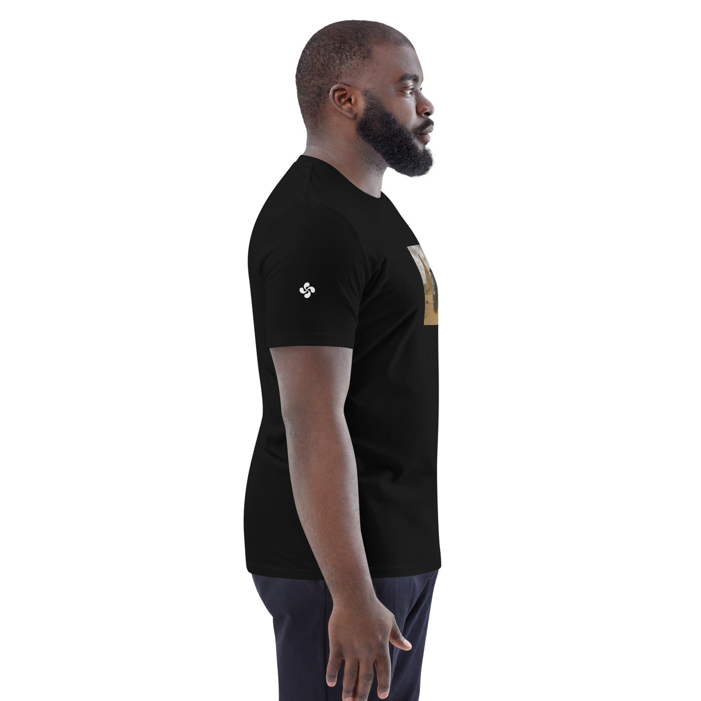 Vue de côté du t-shirt 100% coton biologique Van Bardenas - coloris noir