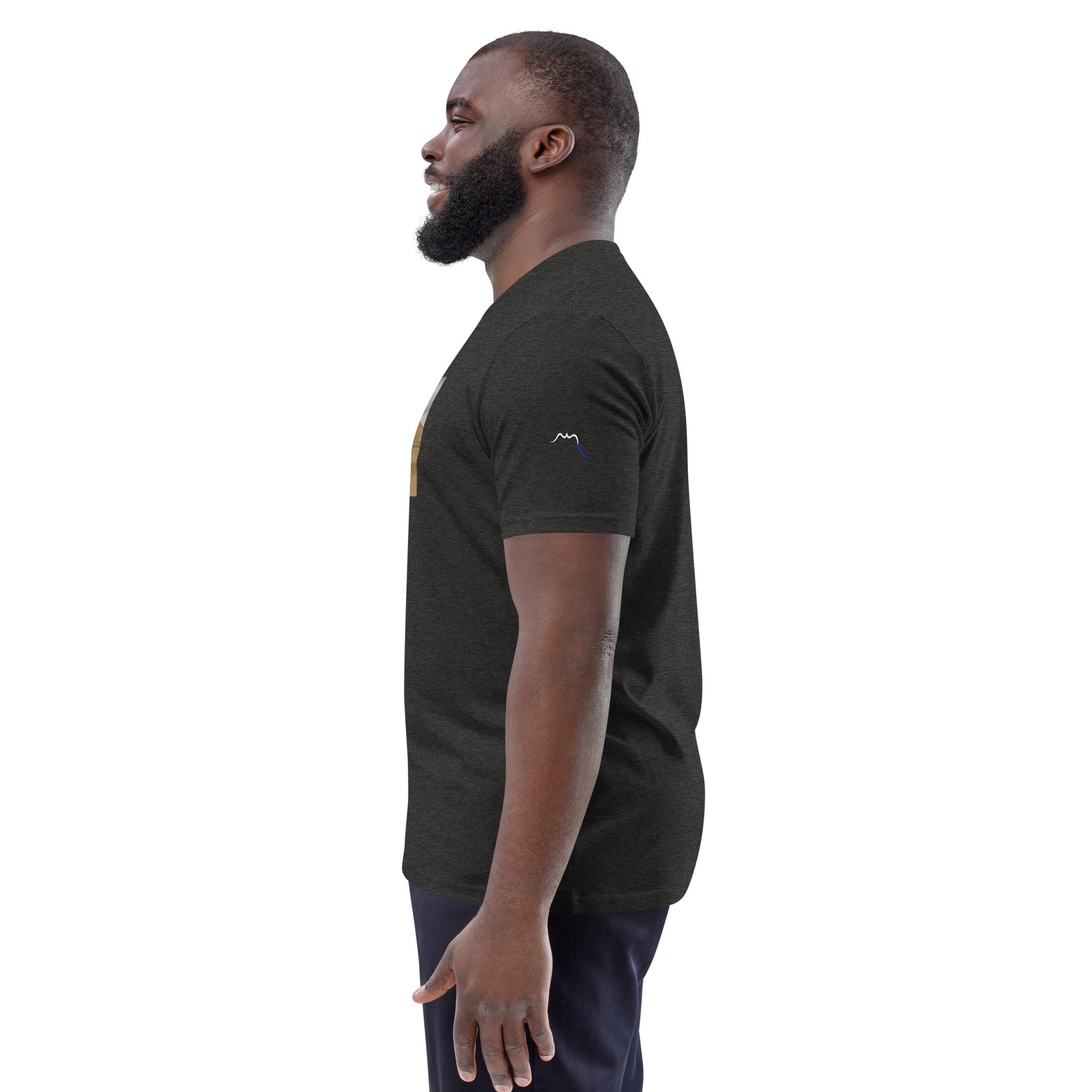 Vue de côté du t-shirt 100% coton biologique Van Bardenas - coloris gris foncé chiné