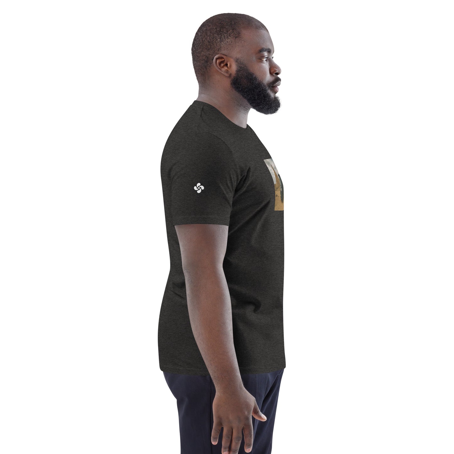 Vue de côté du t-shirt 100% coton biologique Van Bardenas - coloris gris foncé chiné