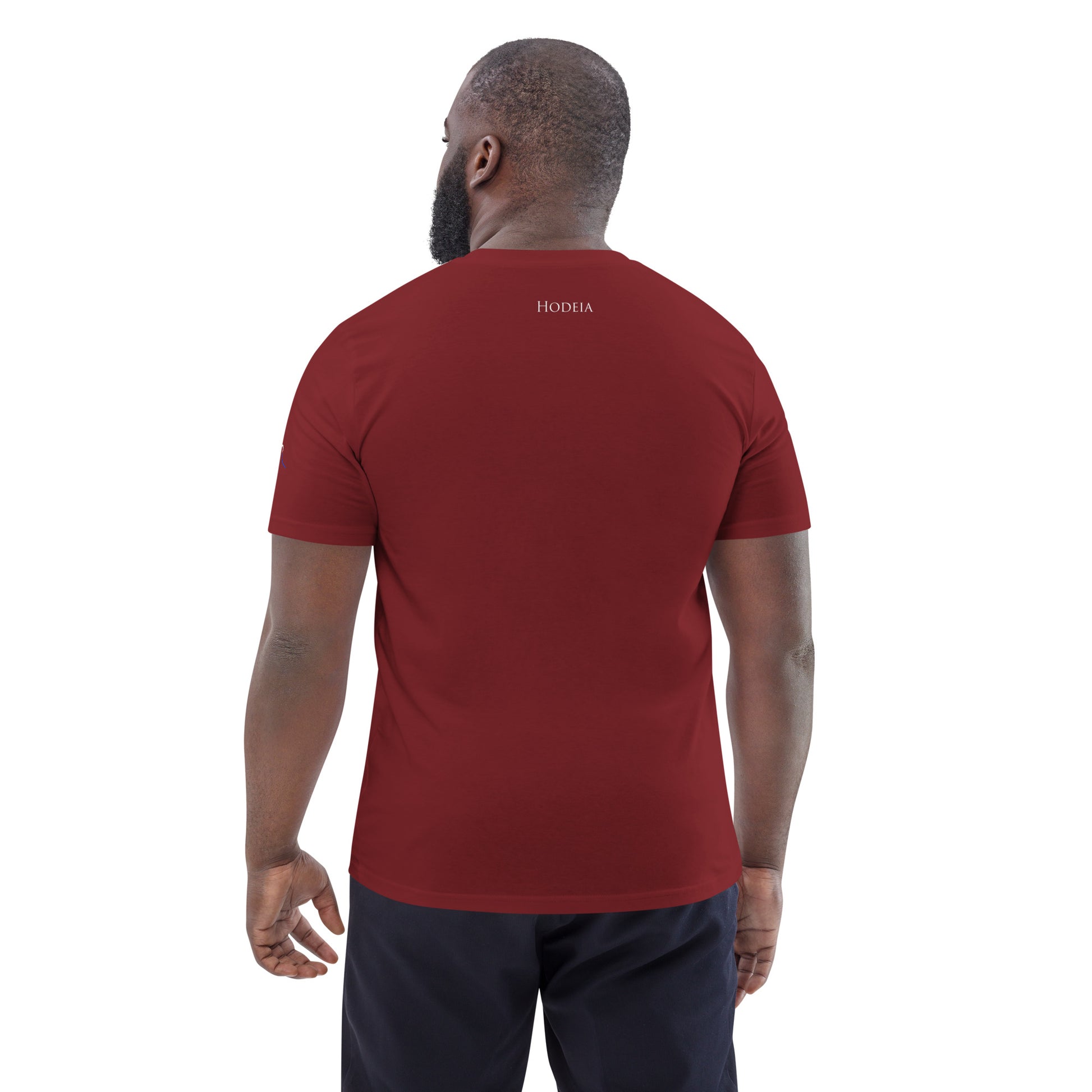 Vue de dos du t-shirt 100% coton biologique Van Bardenas - coloris bordeaux