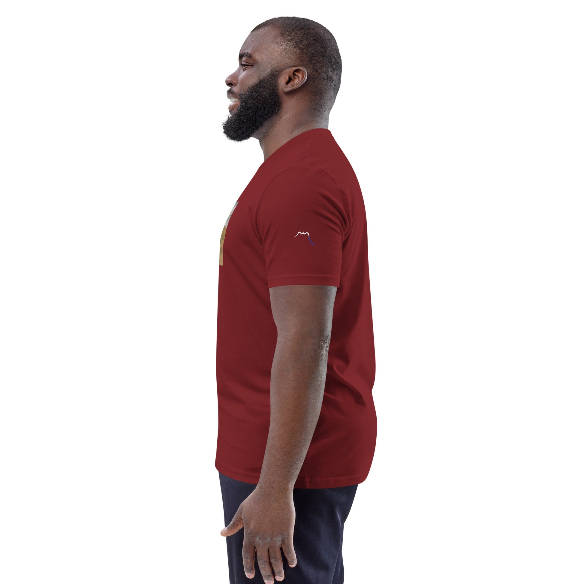 Vue de côté du t-shirt 100% coton biologique Van Bardenas - coloris bordeaux