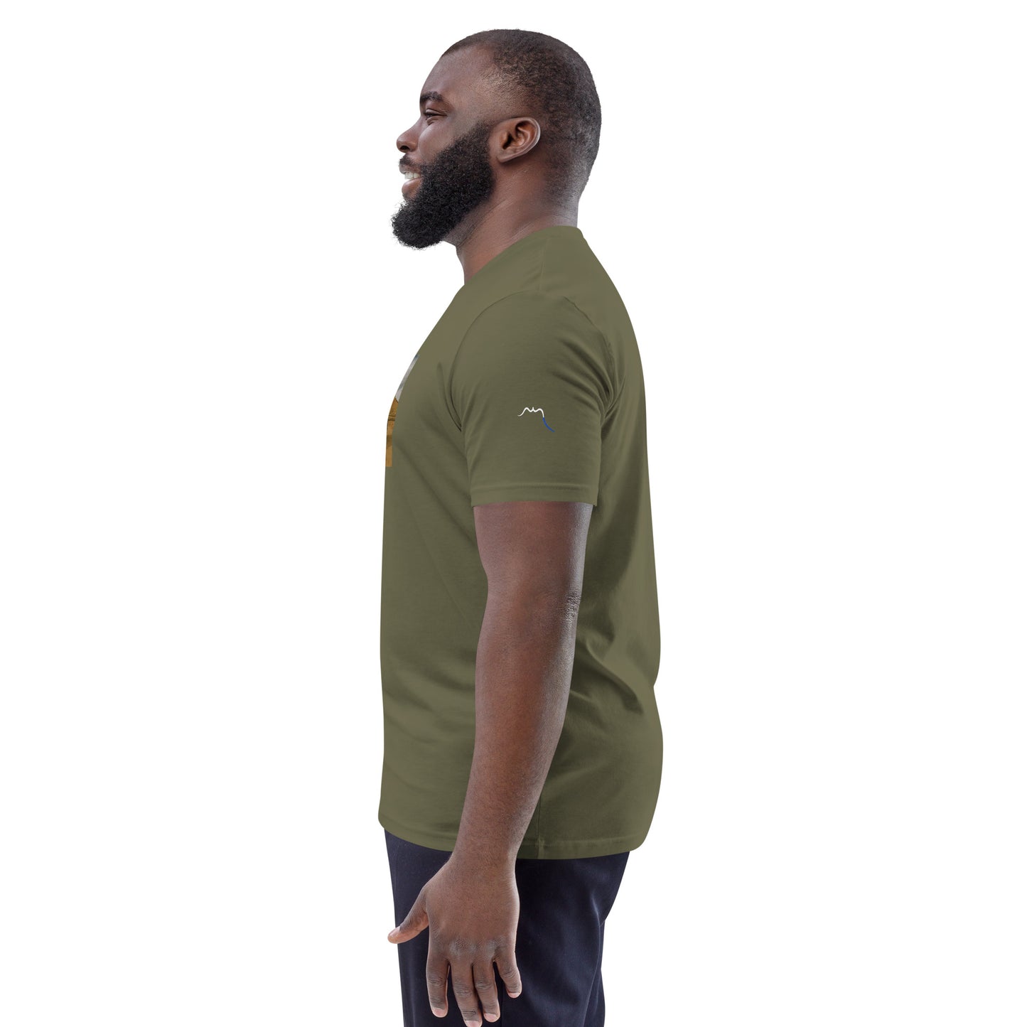 Vue de côté du t-shirt 100% coton biologique Van Bardenas - coloris kaki foncé