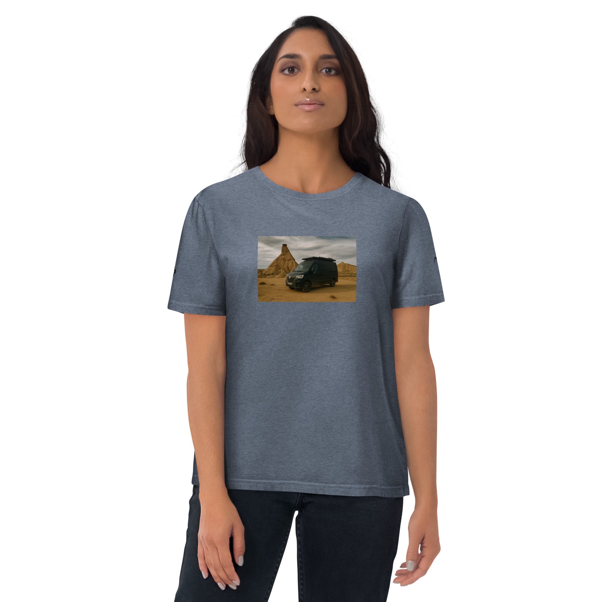 Vue de face du t-shirt 100% coton biologique Van Bardenas - coloris bleu gris chiné
