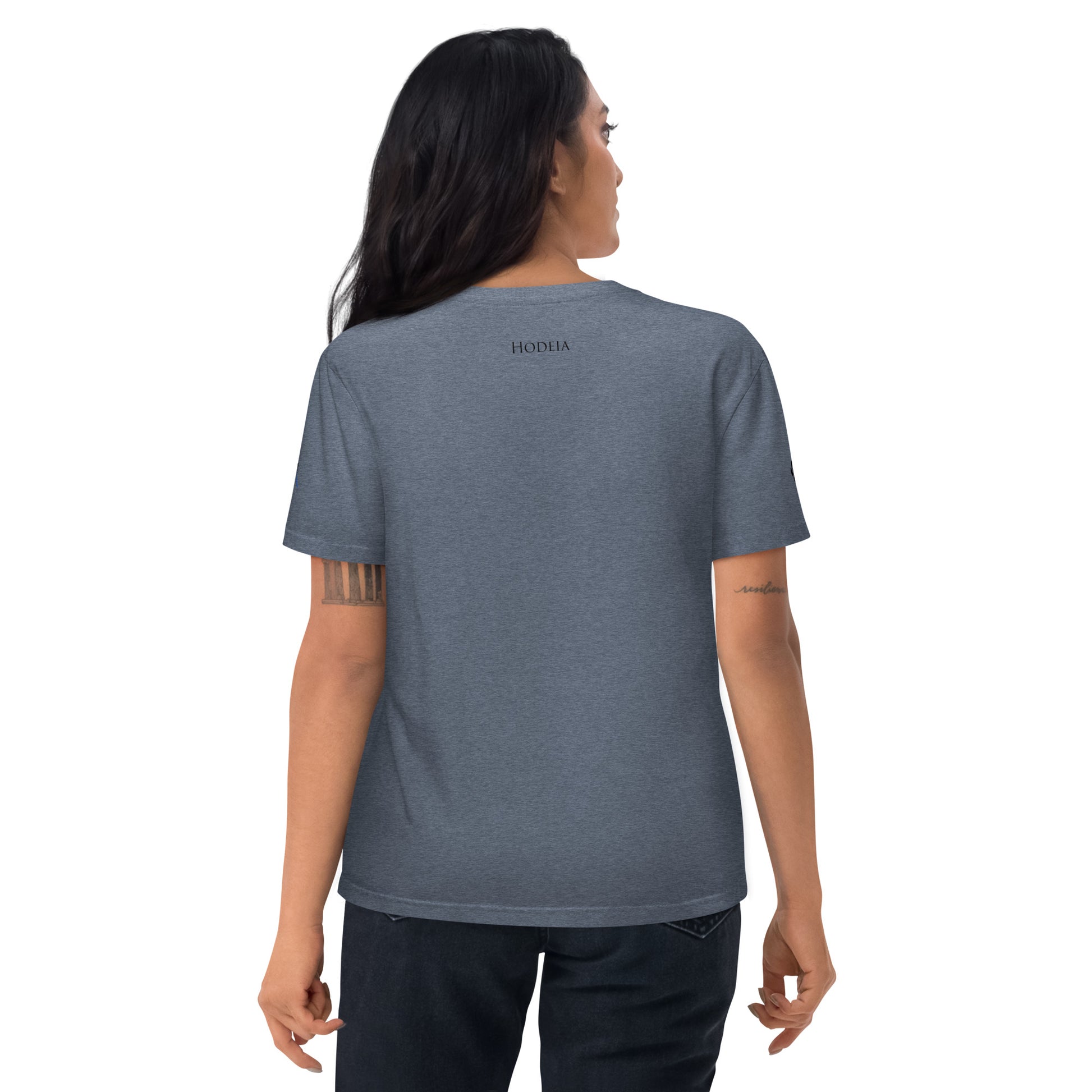 Vue de dos du t-shirt 100% coton biologique Van Bardenas - coloris bleu gris chiné