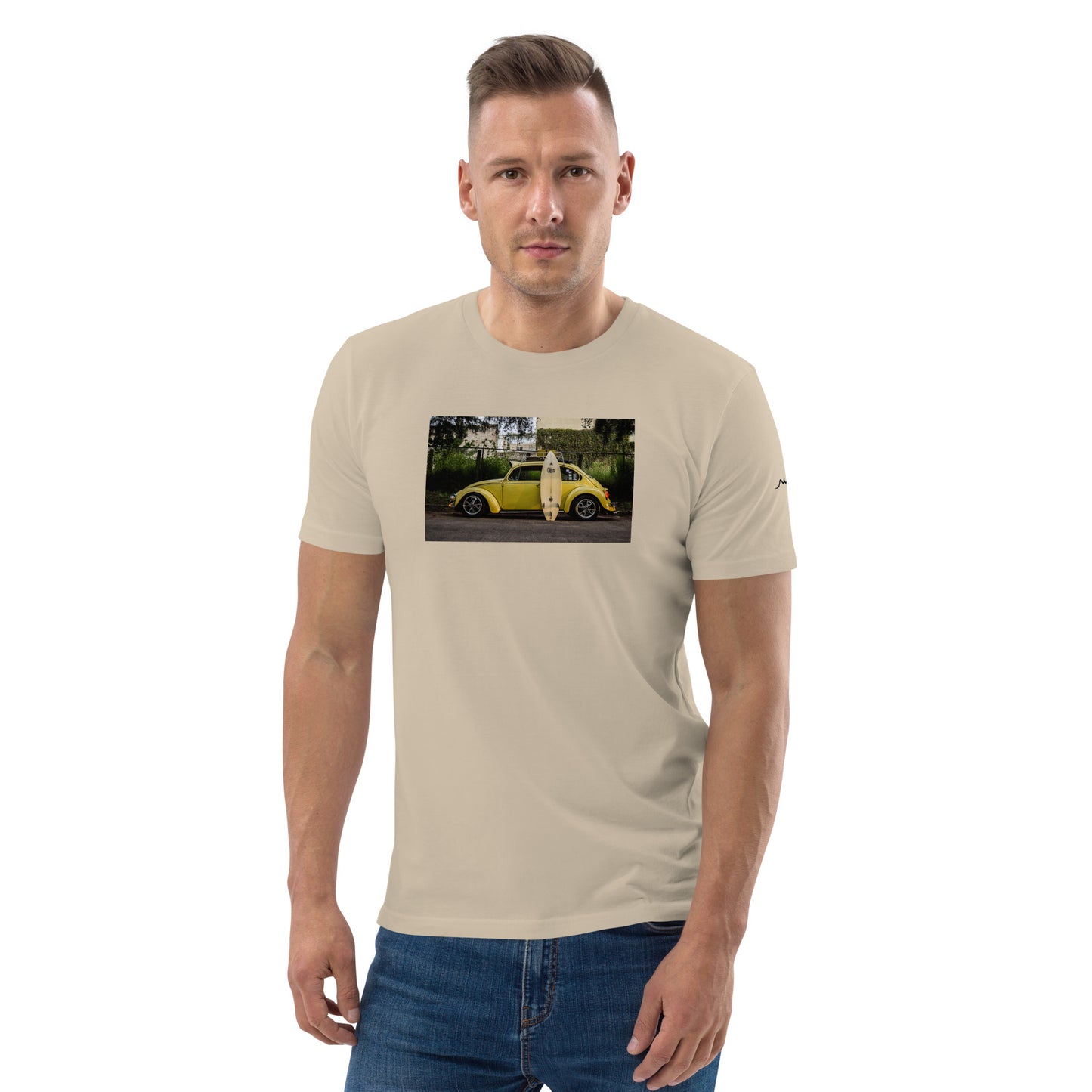 Vue de face du T-shirt 100 % Coton Biologique Yellow Cox - coloris beige clair