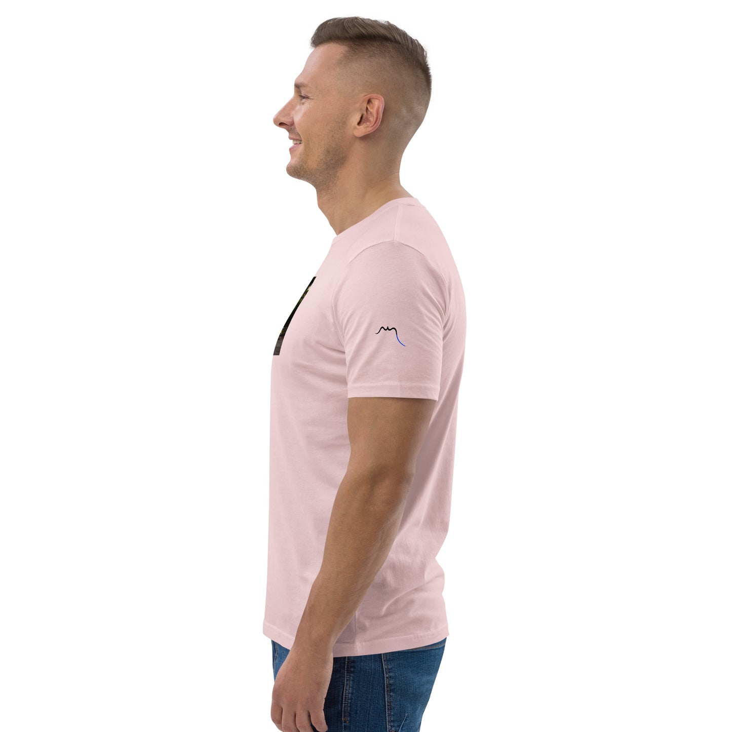 Vue de côté du T-shirt 100 % Coton Biologique - coloris rose pâle