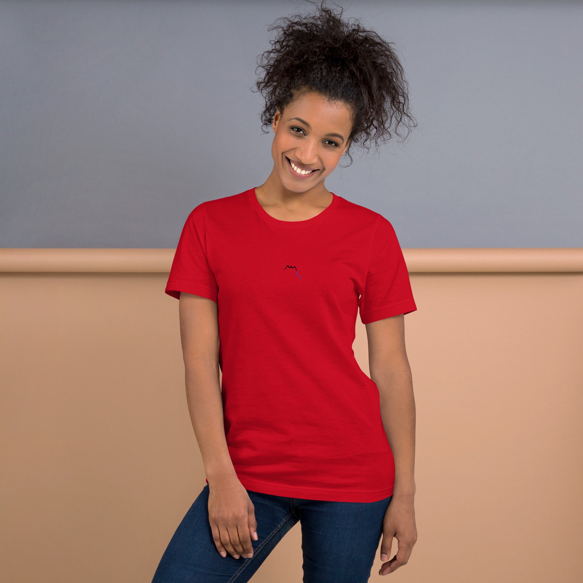 Vue de face du T-shirt Homme/Femme Basic - coloris rouge