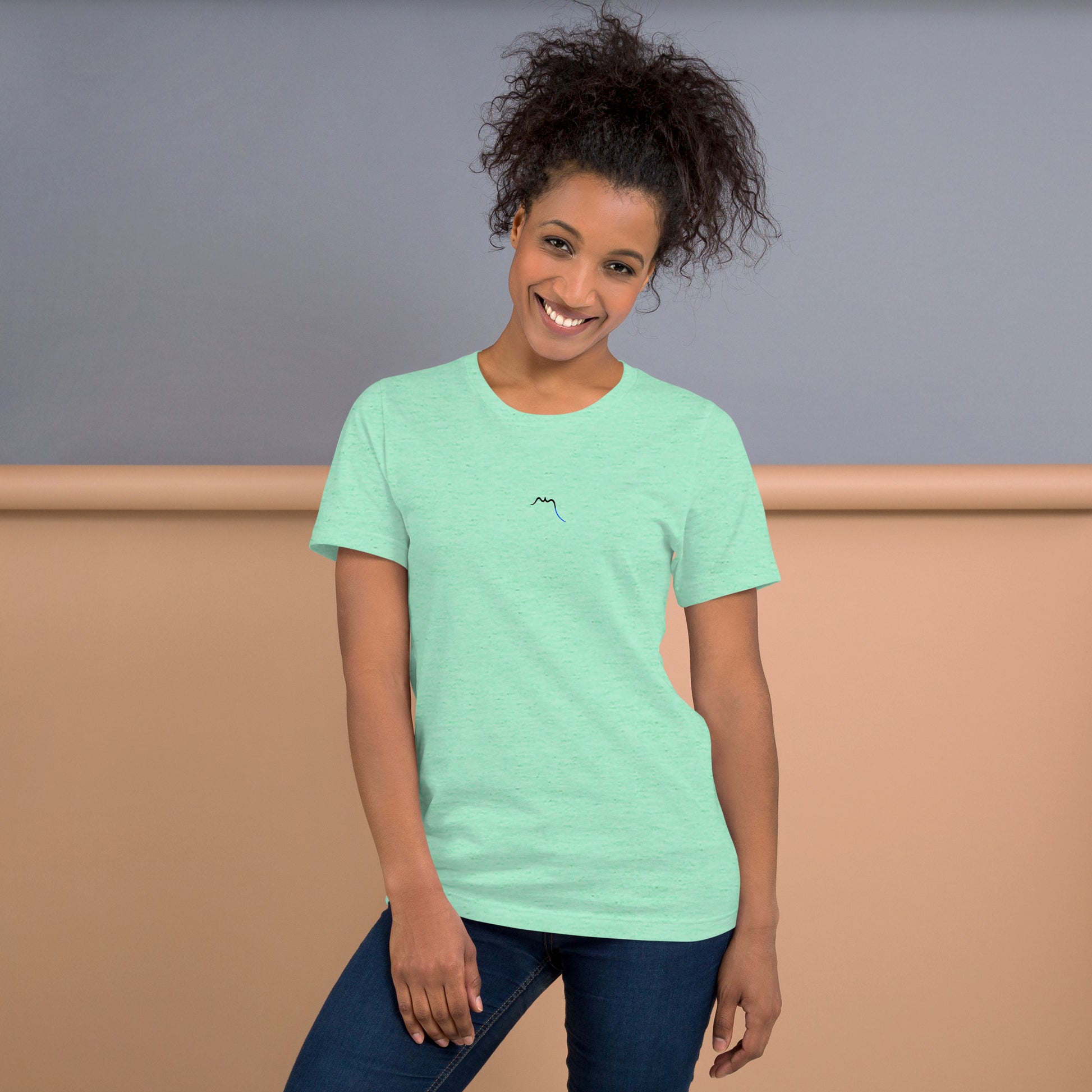 Vue de face du T-shirt Homme/Femme Basic - coloris menthe chiné
