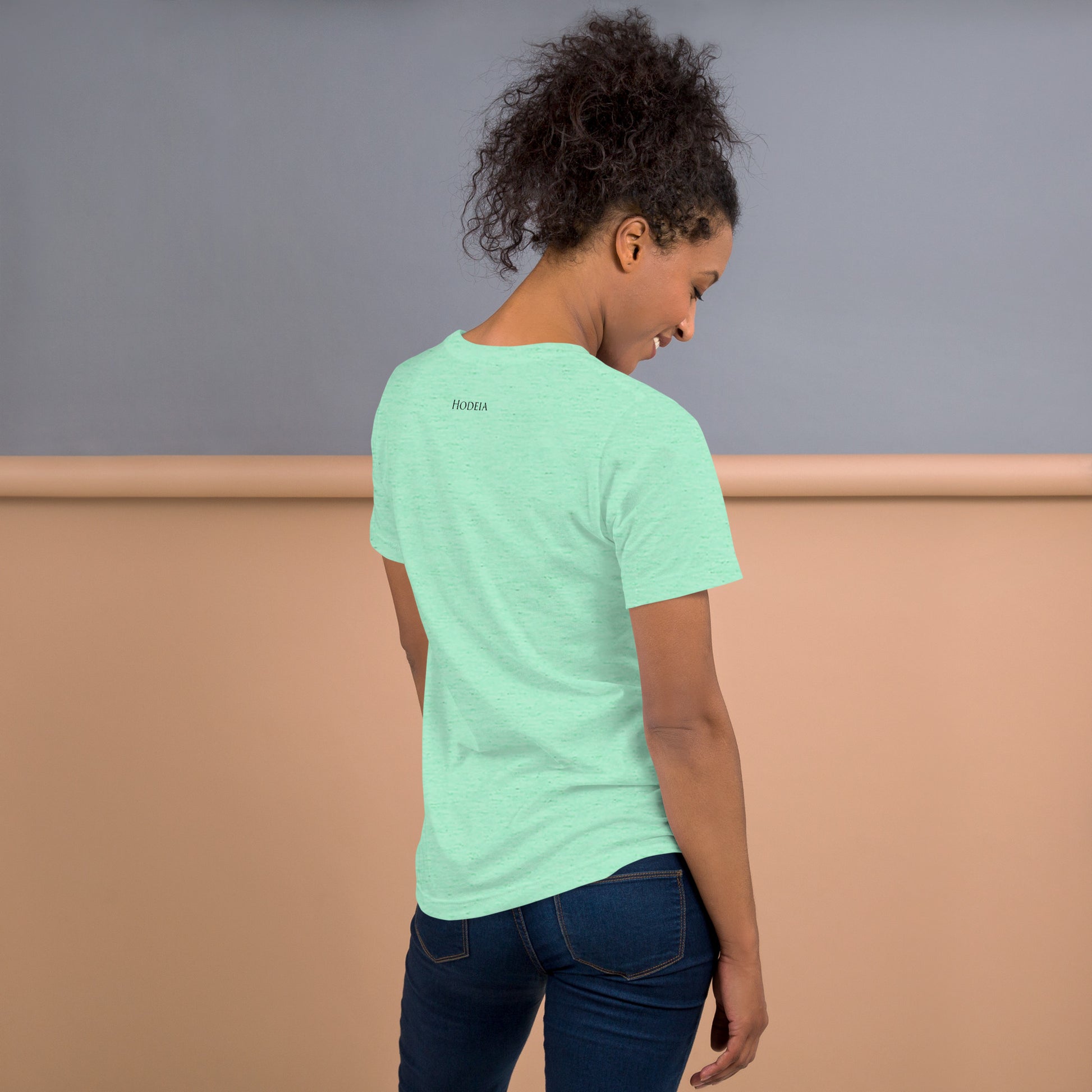 Vue de dos du T-shirt Homme/Femme Basic - coloris menthe chiné