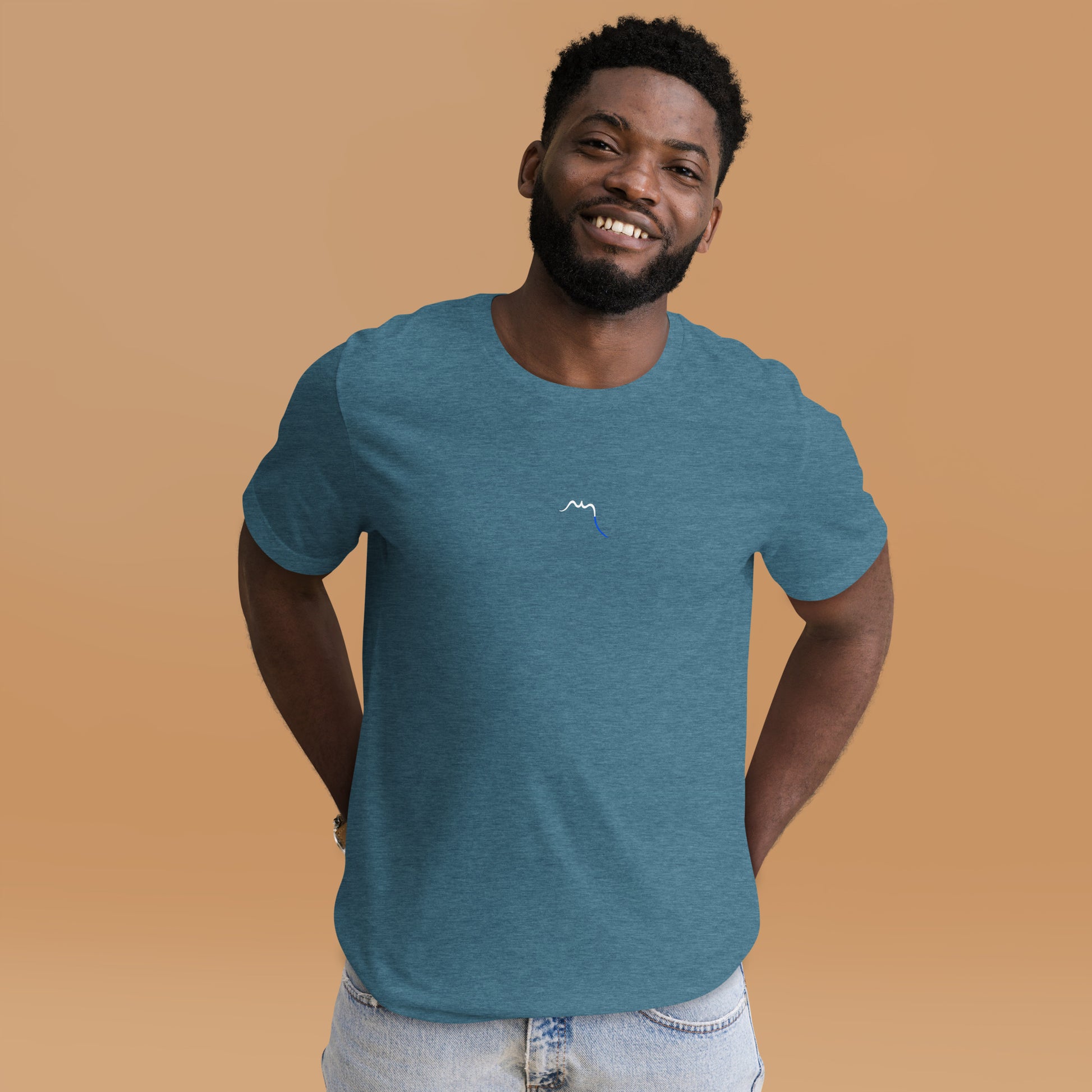 Vue de face du T-shirt Homme/Femme Basic - coloris bleu canard chiné
