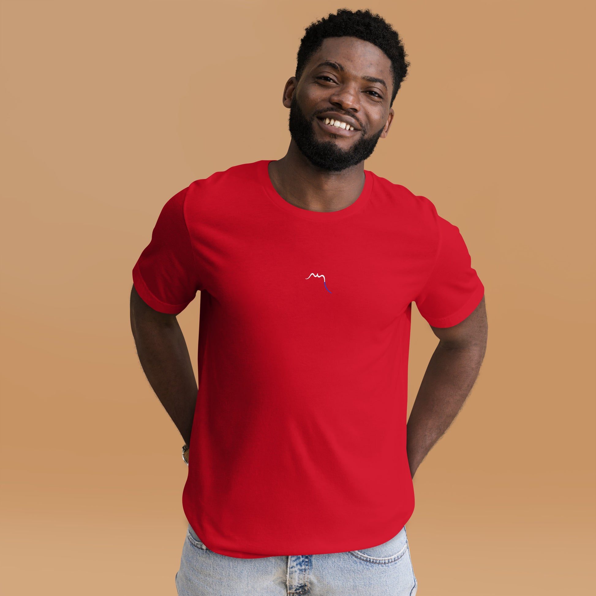 Vue de face du T-shirt Homme/Femme Basic - coloris rouge