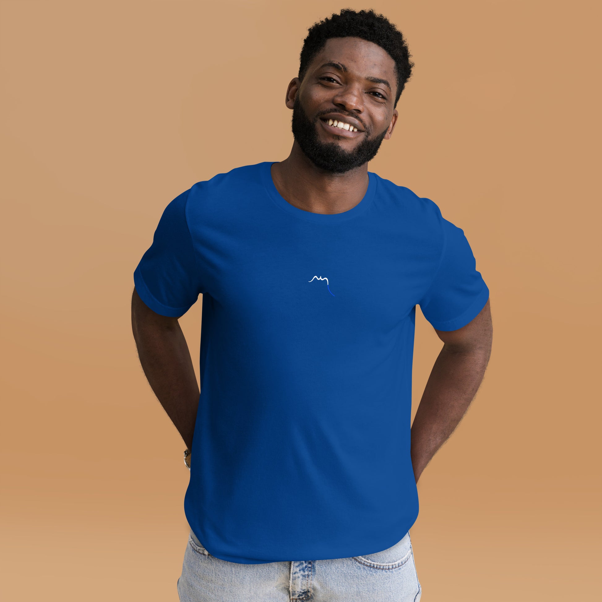 Vue de face du T-shirt Homme/Femme Basic - coloris bleu océan