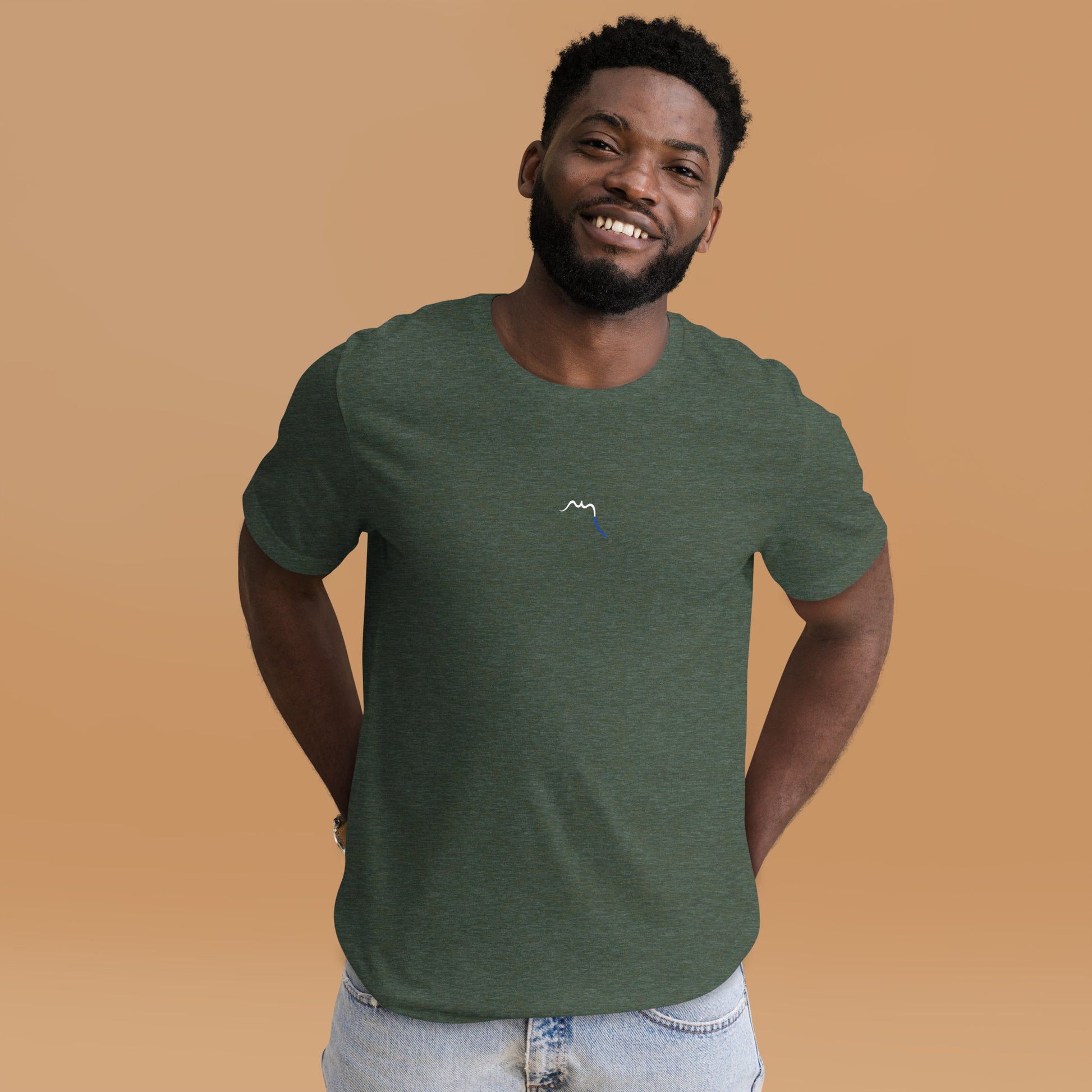 Vue de face du T-shirt Homme/Femme Basic - coloris vert forêt chiné