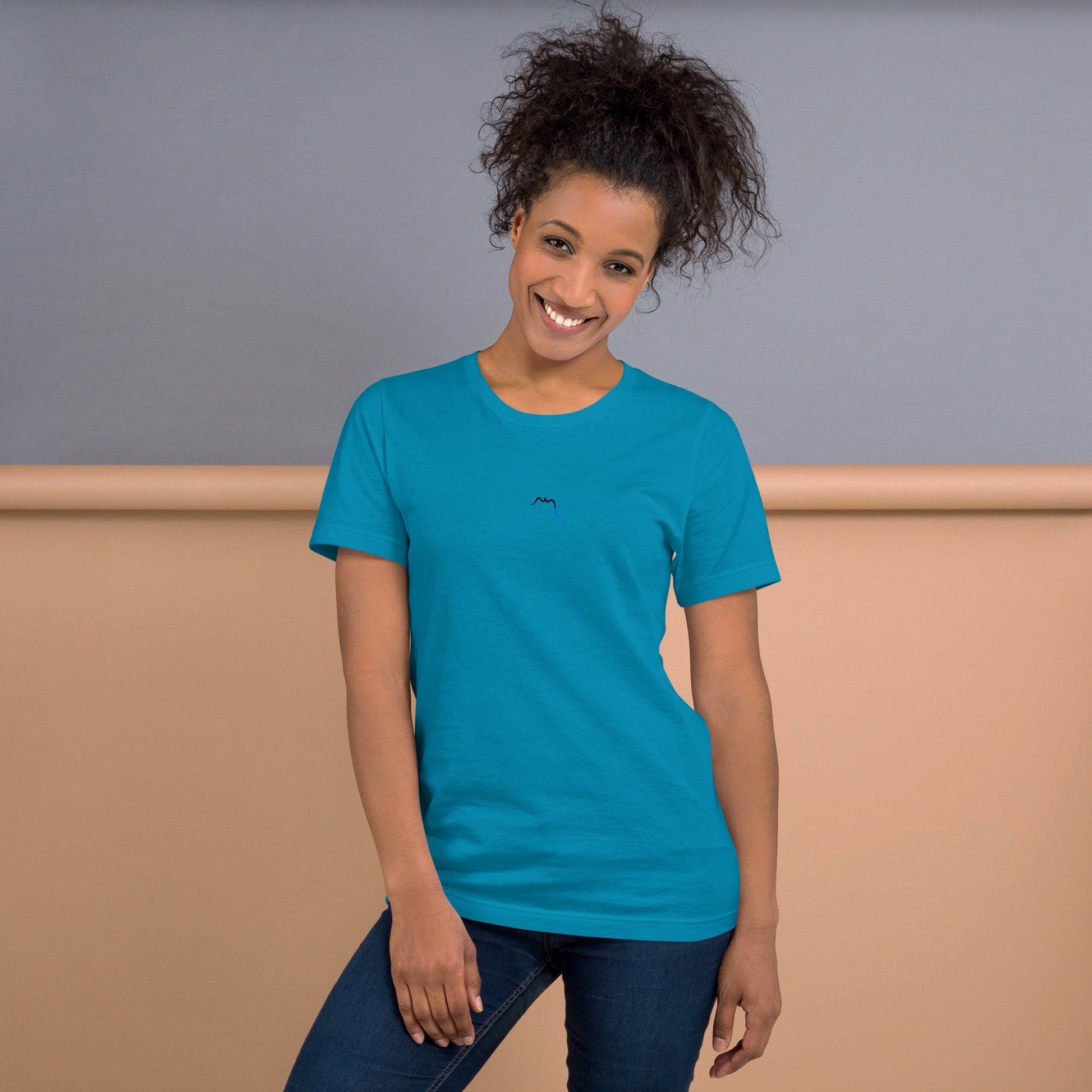Vue de face du T-shirt Homme/Femme Basic - coloris bleu pétrole