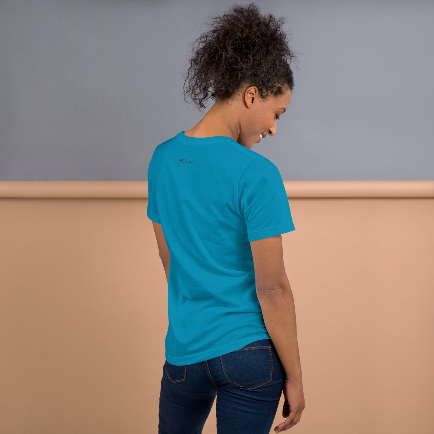Vue de dos du T-shirt Homme/Femme Basic - coloris bleu pétrole