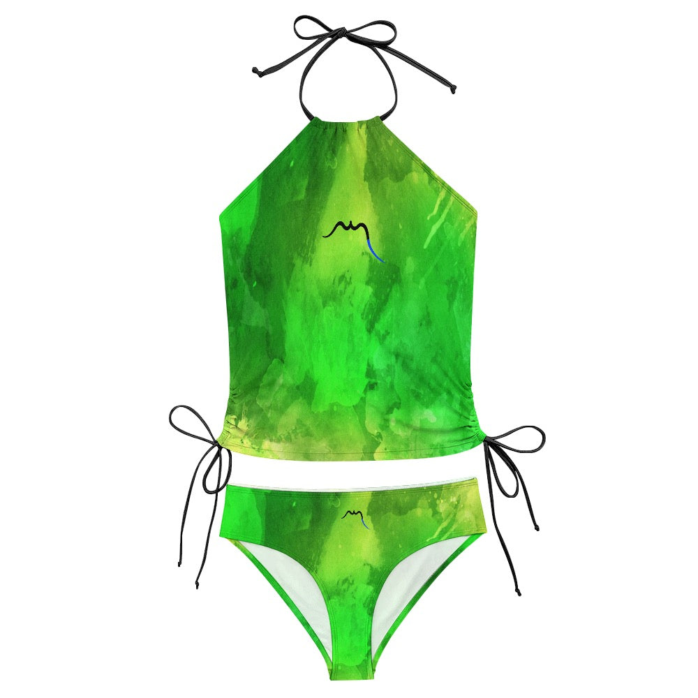 bikini dos nu azul détail coloris vert clair