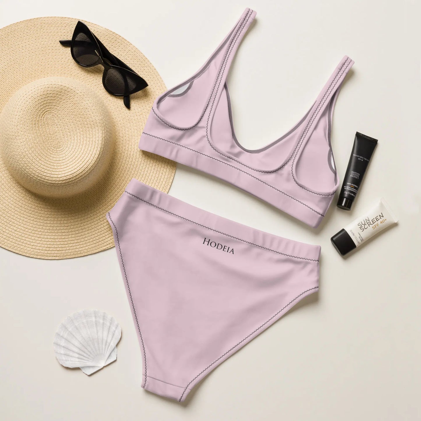 bikini éco-responsable uhabia dos coloris rose pâle