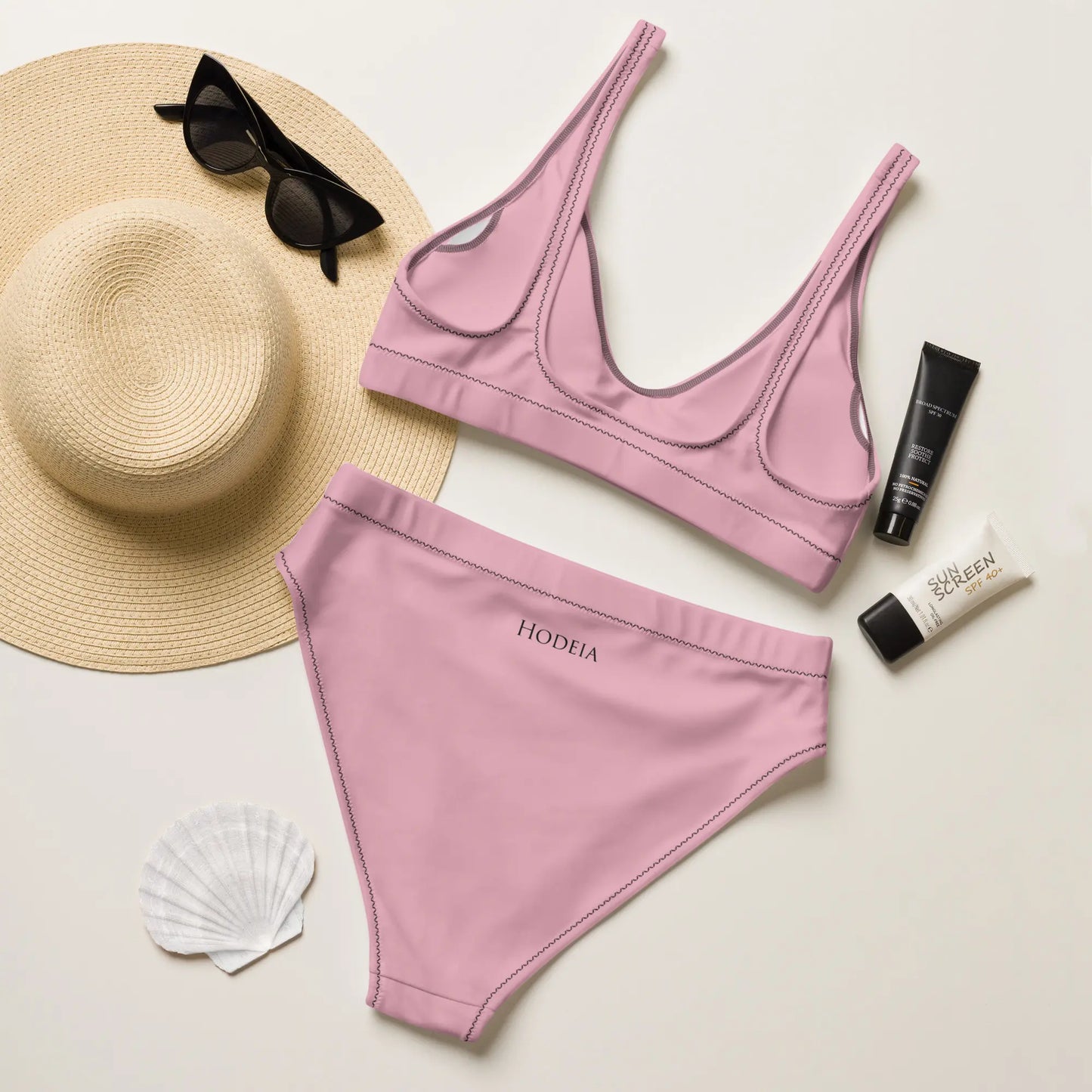 bikini éco-responsable uhabia dos coloris vieux rose