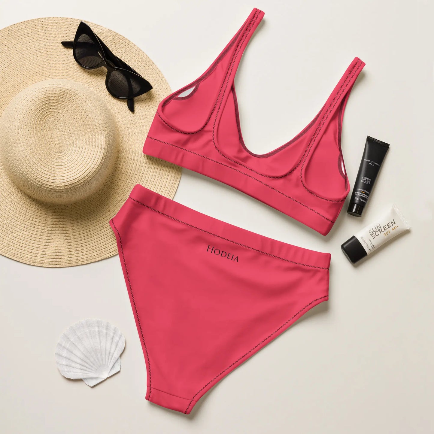 bikini éco-responsable uhabia dos coloris rose foncé