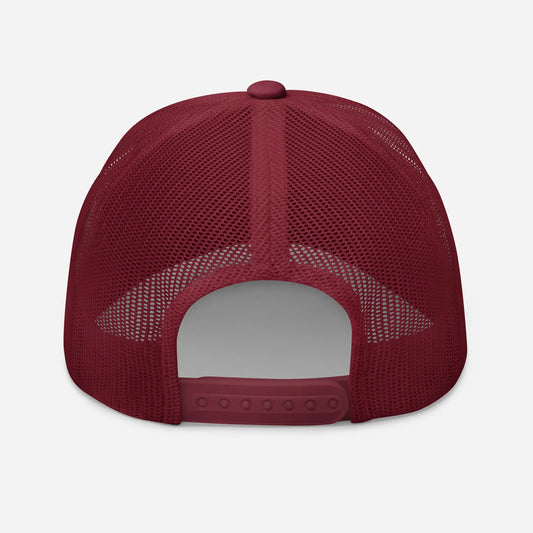 casquette de camionneur respirante légère et réglable dos coloris rouge bordeaux logo blanc