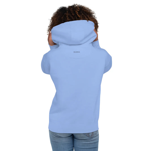 hoodie en coton bio negua porté dos coloris bleu clair