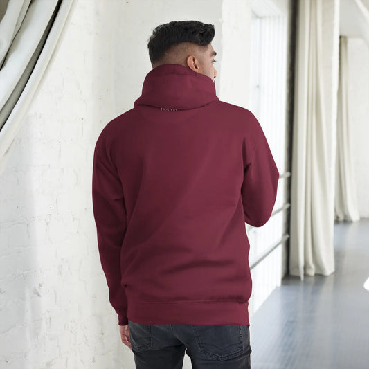 hoodie en coton bio negua porté dos coloris rouge bordeaux