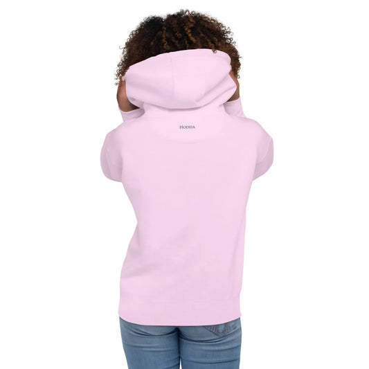 hoodie en coton bio negua porté dos coloris rose pâle