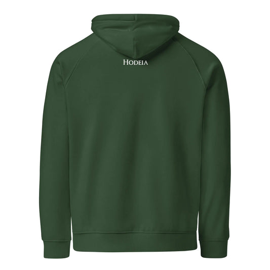 hoodie sweat à capuche femme homme en coton biologique hotza dos coloris vert forêt