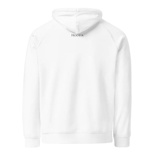 hoodie sweat à capuche femme homme en coton biologique hotza dos coloris blanc