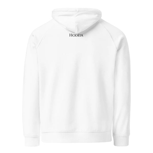 hoodie sweat à capuche femme homme en coton biologique hotza dos coloris blanc