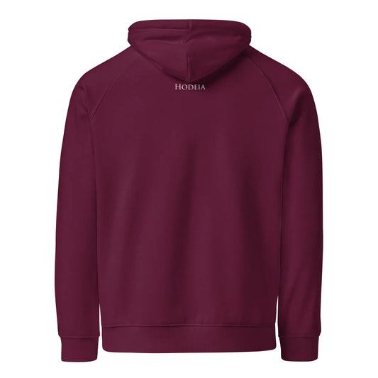 hoodie sweat à capuche femme homme en coton biologique hotza dos coloris bordeaux