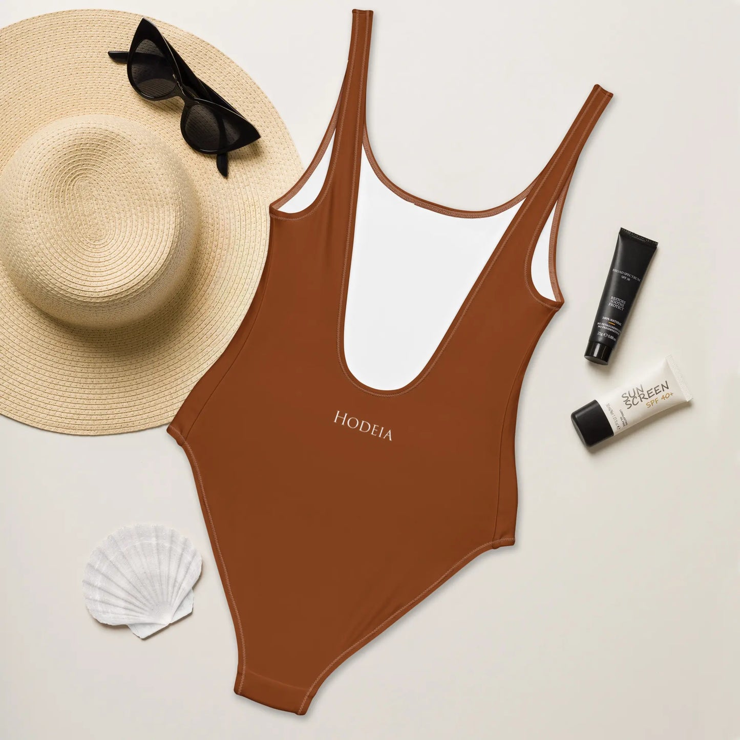 monokini éco-responsable milady dos coloris marron caramel