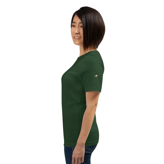 t-shirt coton femme homme basic porté côté coloris vert forêt