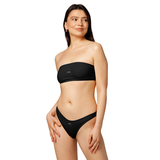 Vue de face du Bikini Bandeau Lekeitio - coloris noir