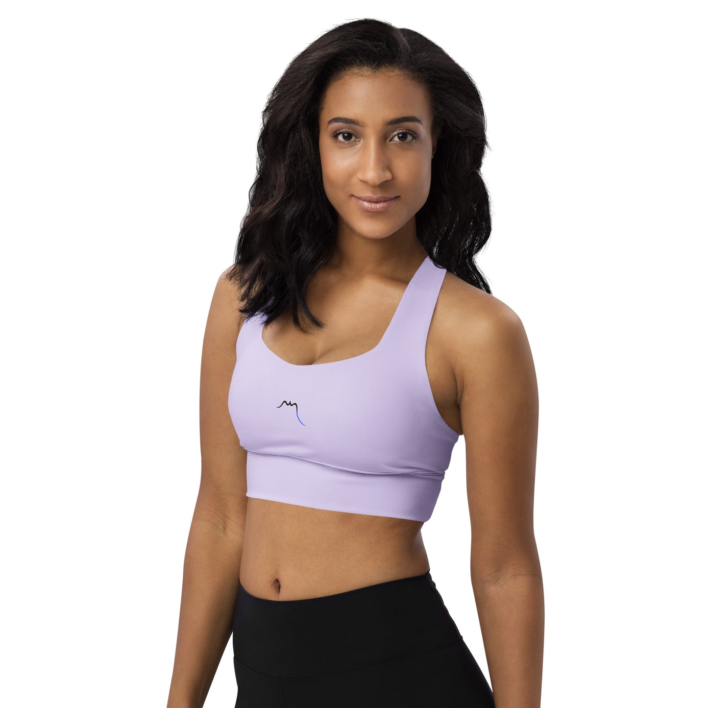Vue de côté de la brassière de sport recyclée Carlina - coloris mauve clair