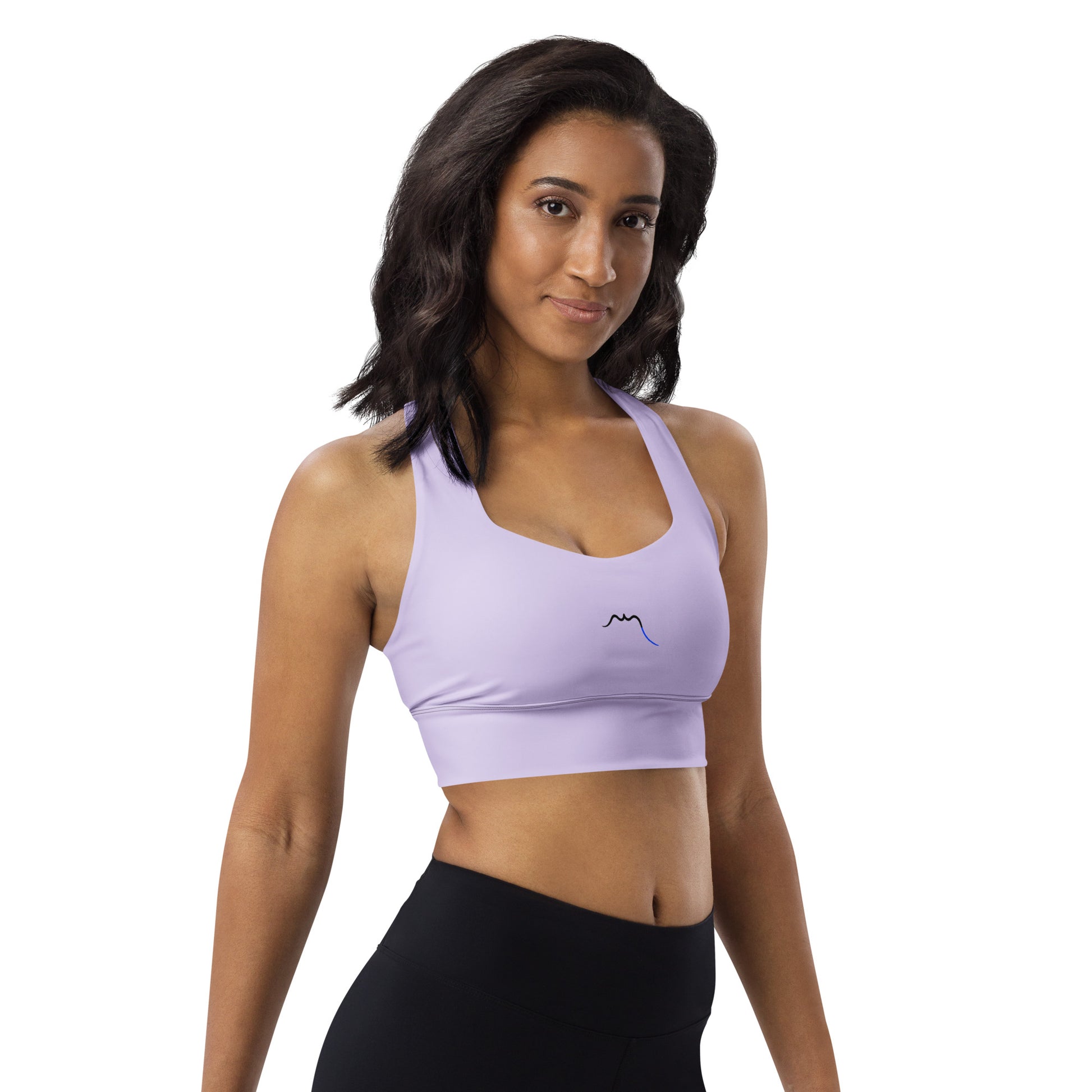 Vue de côté de la brassière de sport recyclée Carlina - coloris mauve clair