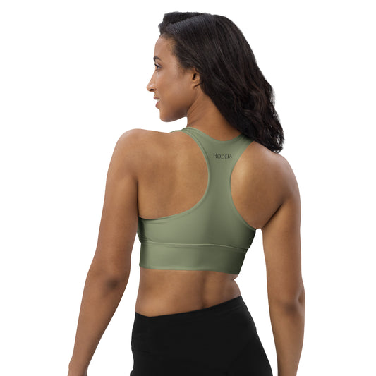 Vue de dos de la brassière de sport recyclée Carlina - coloris kaki