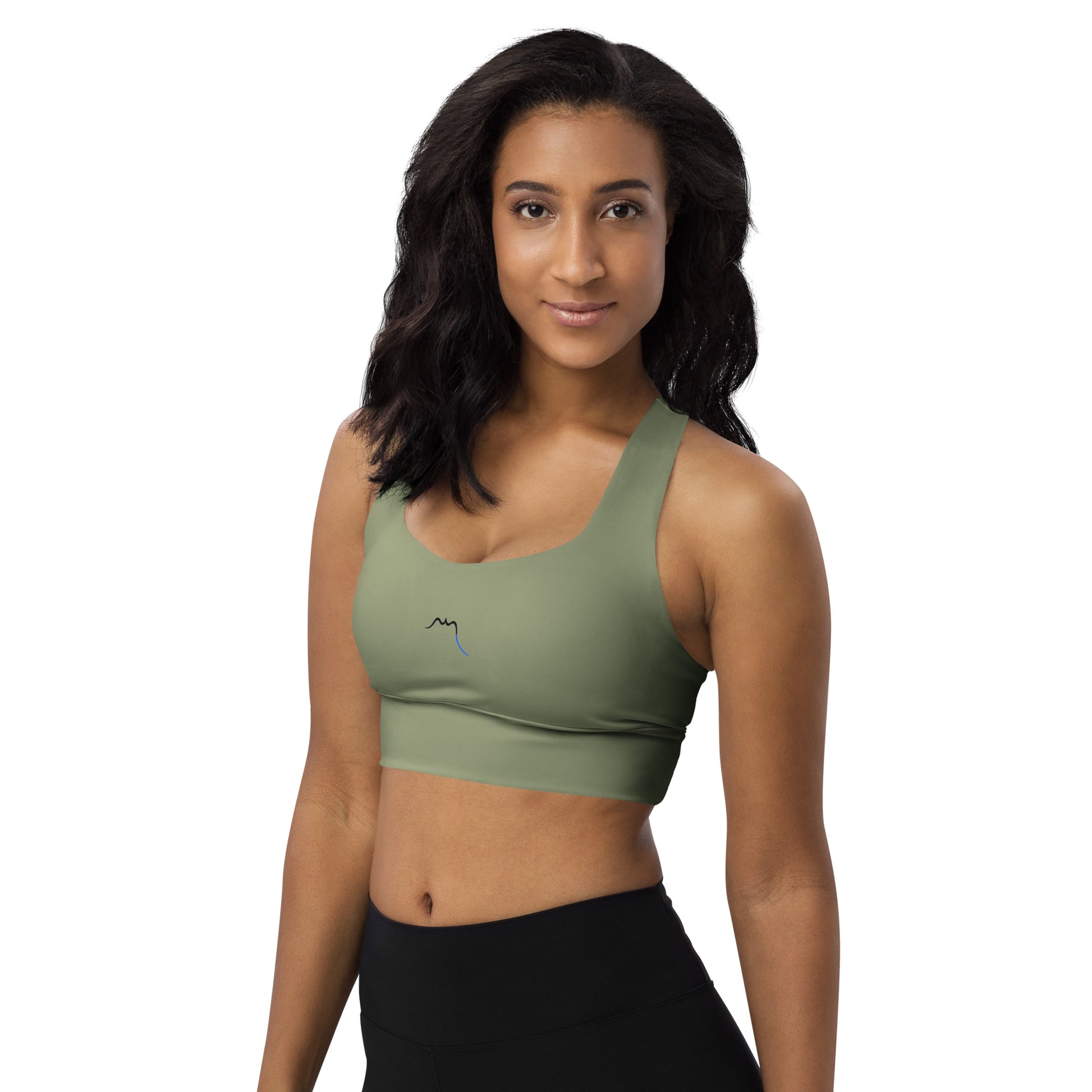 Vue de côté de la brassière de sport recyclée Carlina - coloris kaki