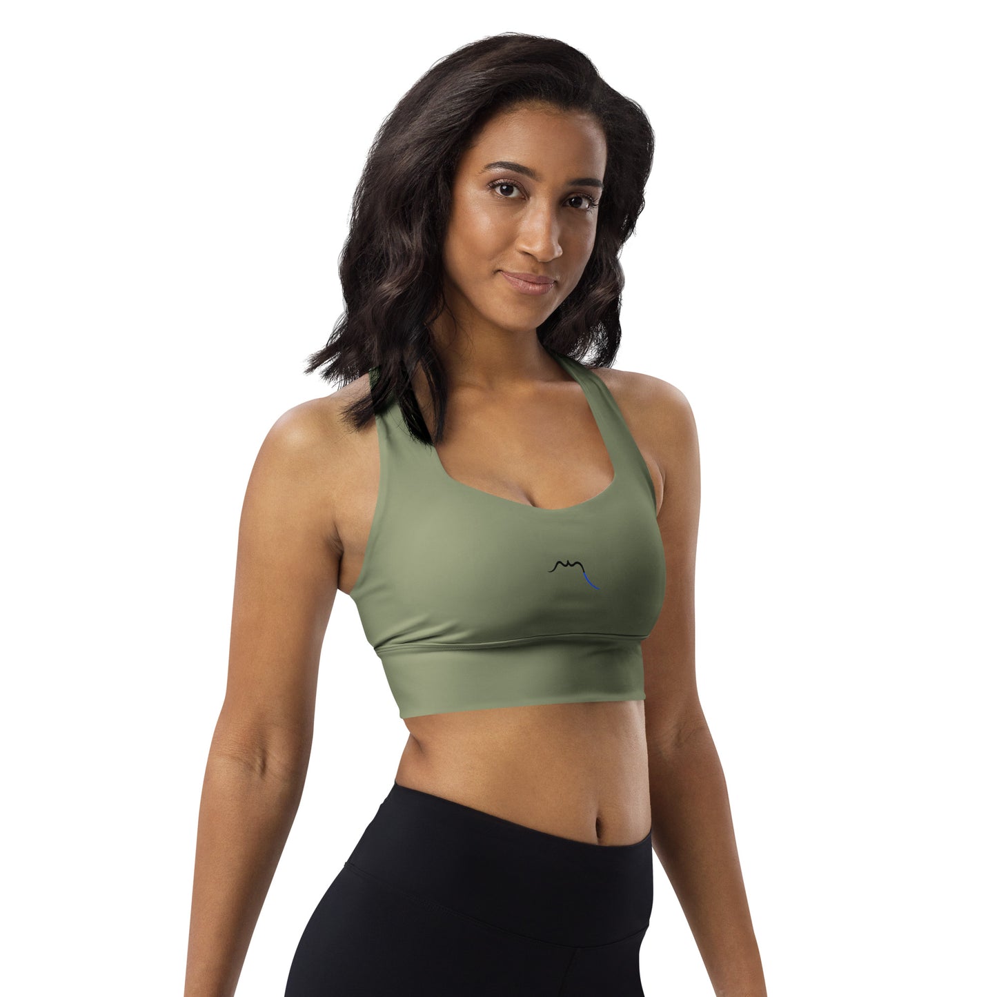 Vue de côté de la brassière de sport recyclée Carlina - coloris kaki
