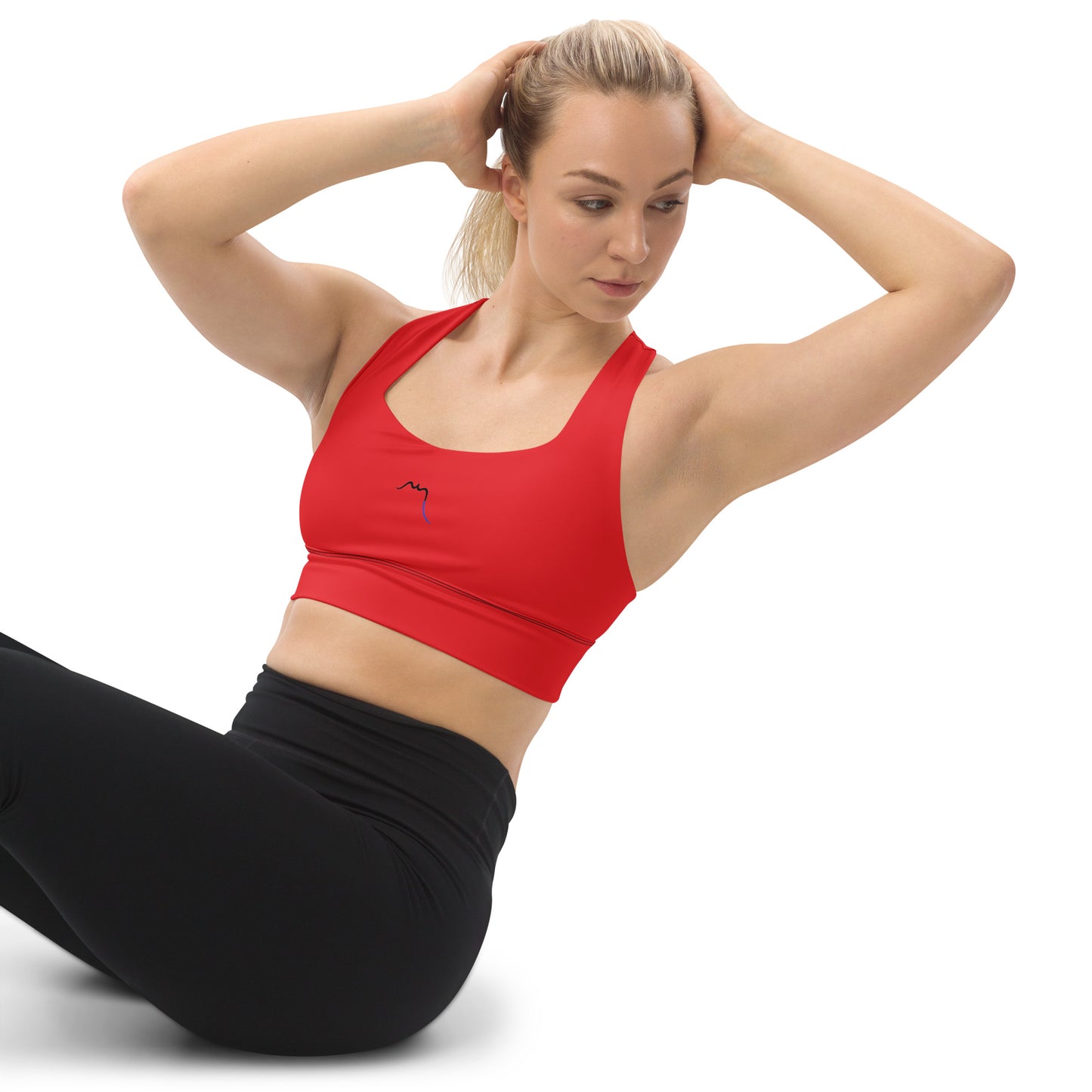 Vue de face de la brassière de sport recyclée Carlina - coloris rouge