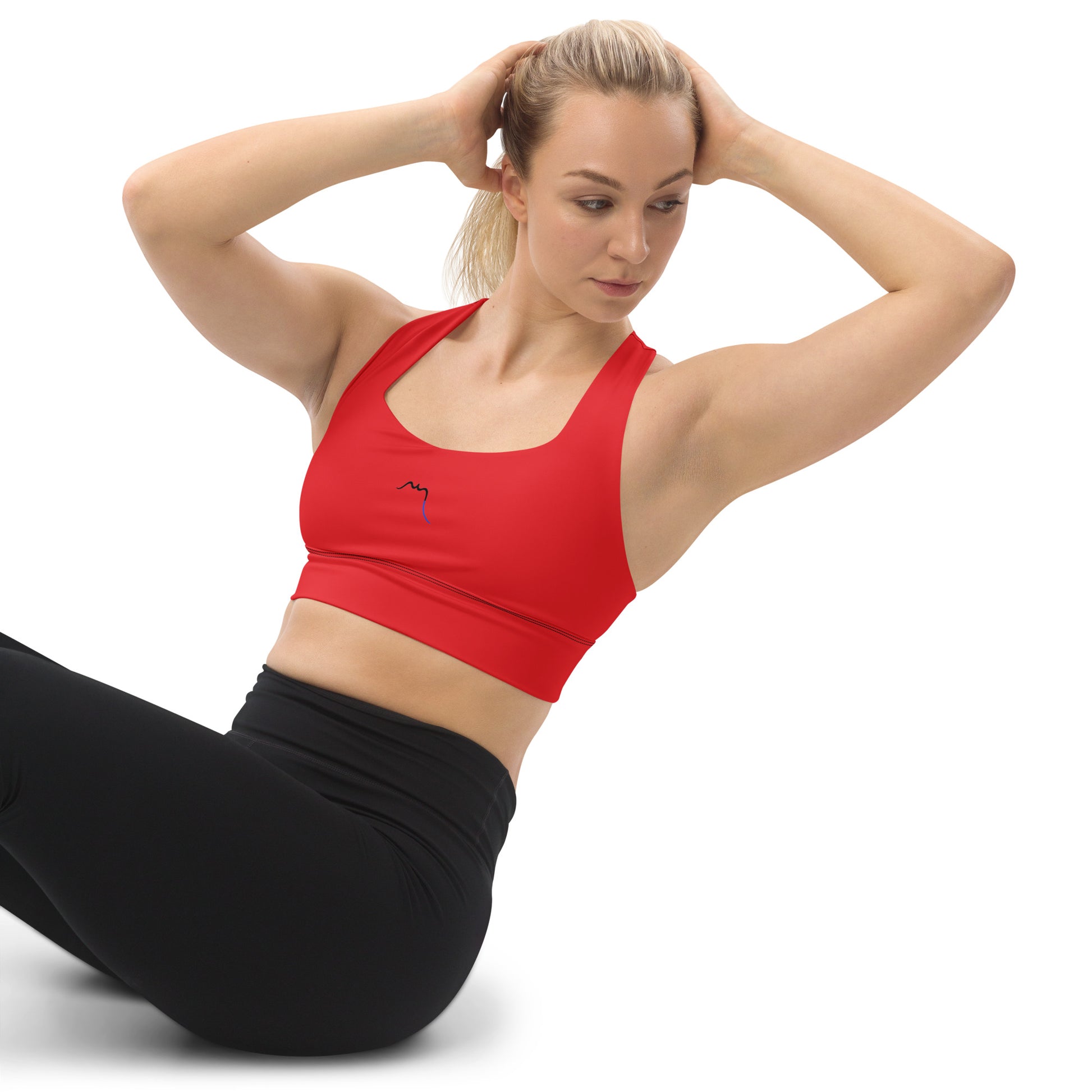 Vue de face de la brassière de sport recyclée Carlina - coloris rouge