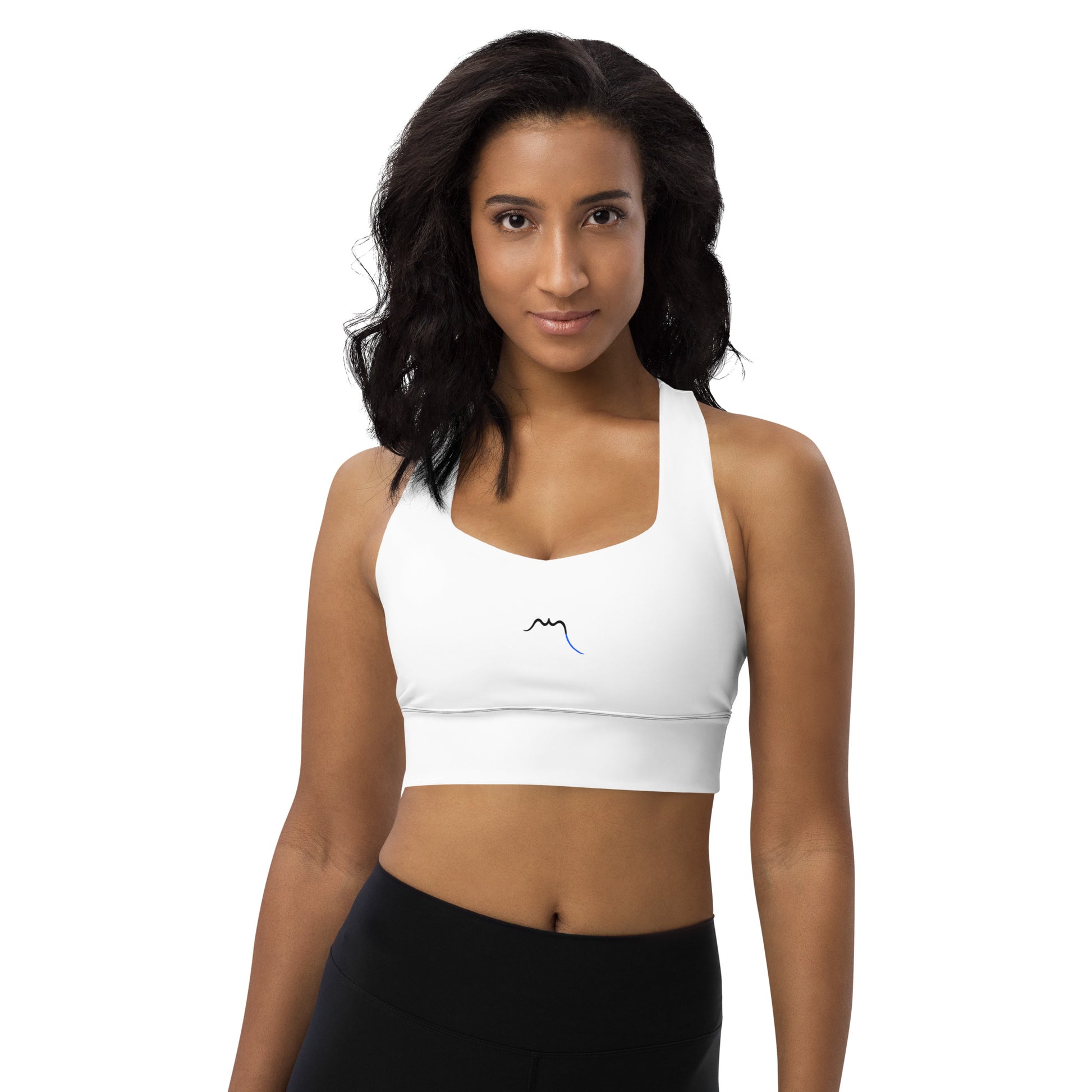 Vue de face de la brassière de sport recyclée Carlina - coloris blanc