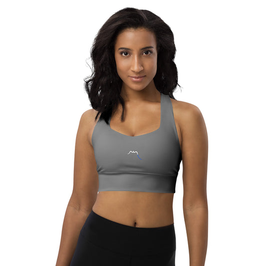 Vue de face de la brassière de sport recyclée Carlina - coloris gris