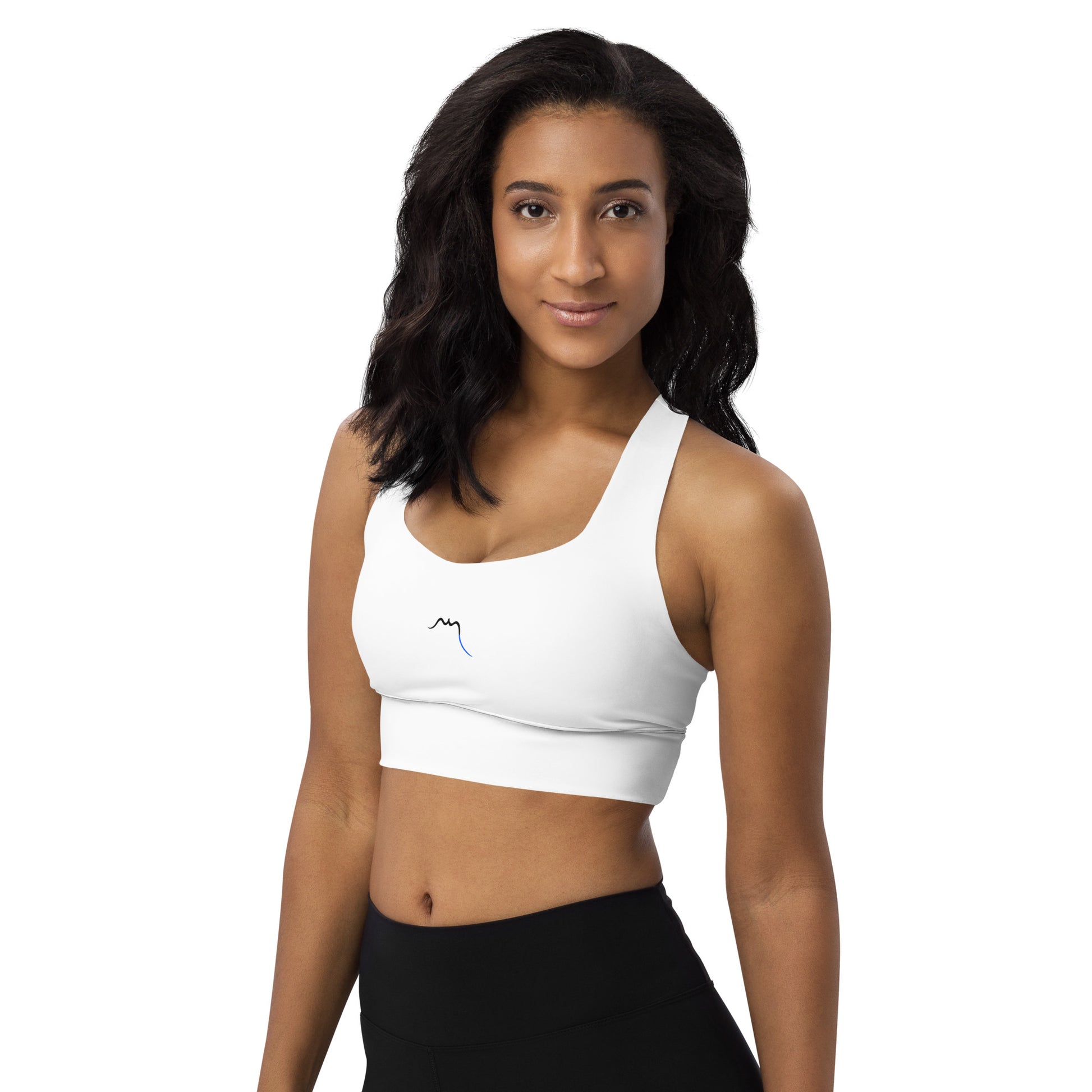 Vue de côté de la brassière de sport recyclée Carlina - coloris blanc