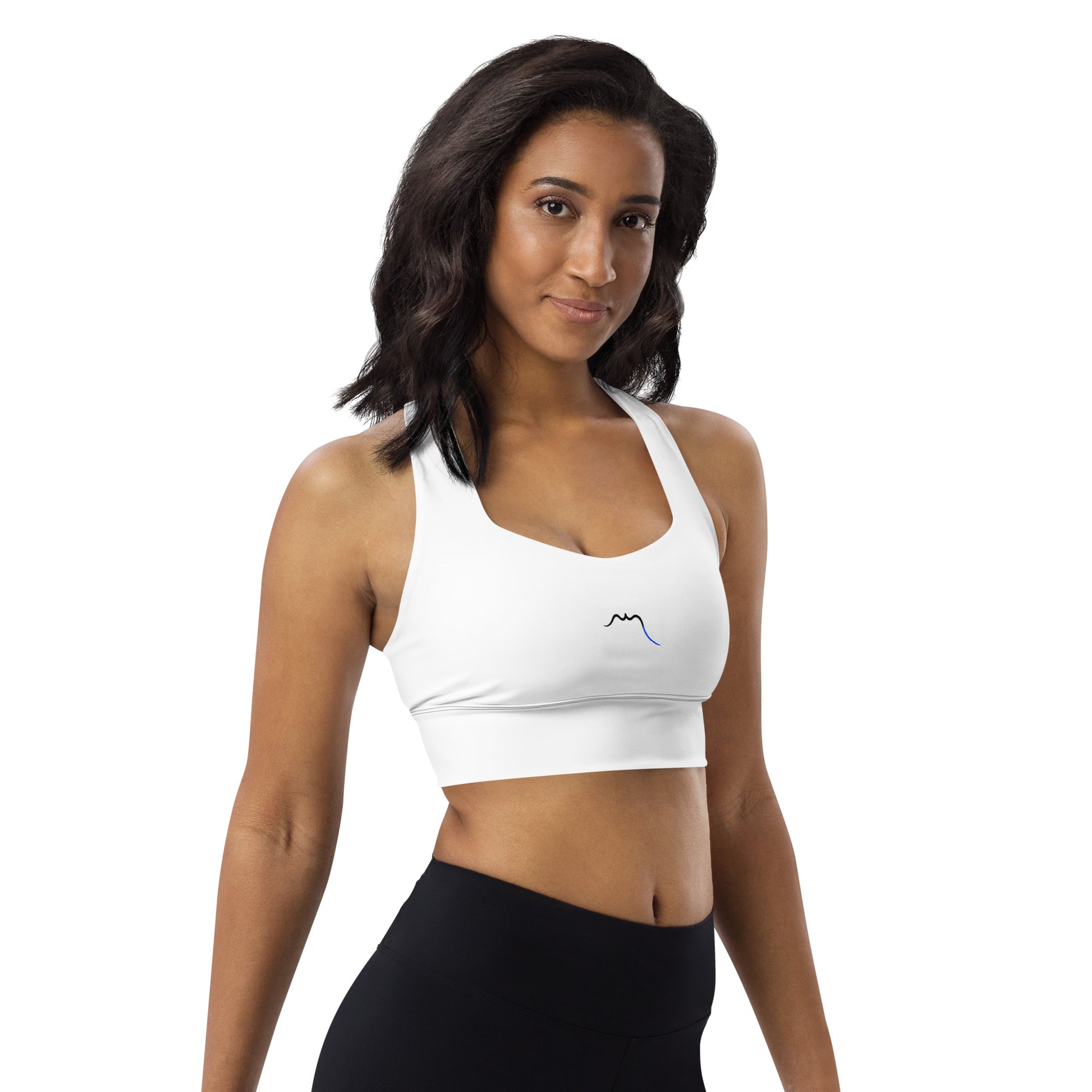 Vue de côté de la brassière de sport recyclée Carlina - coloris blanc