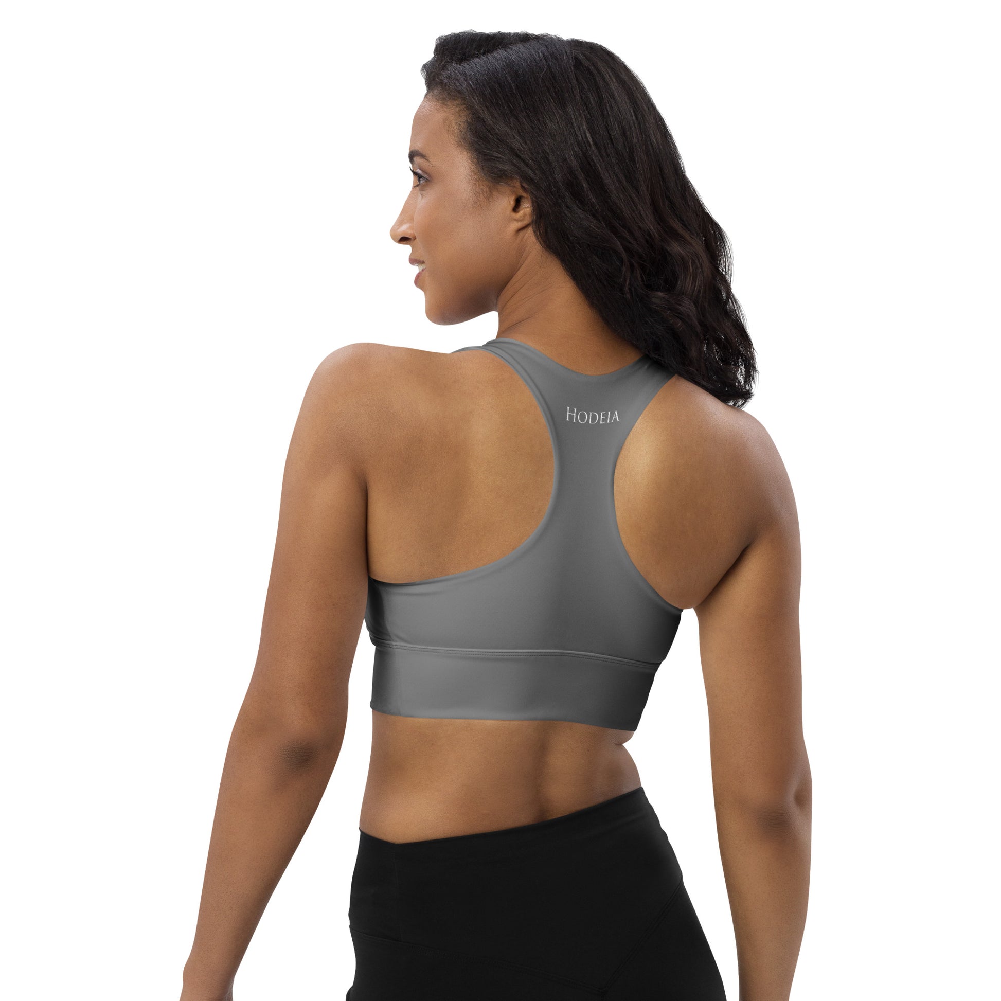 Vue de dos de la brassière de sport recyclée Carlina - coloris gris