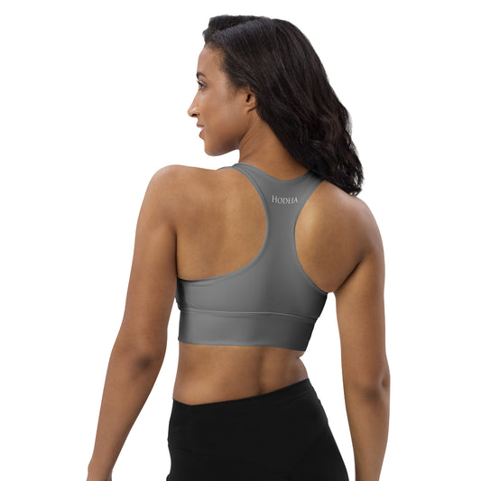 Vue de dos de la brassière de sport recyclée Carlina - coloris gris