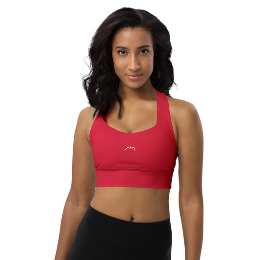 Vue de face de la brassière de sport recyclée Carlina - coloris rouge