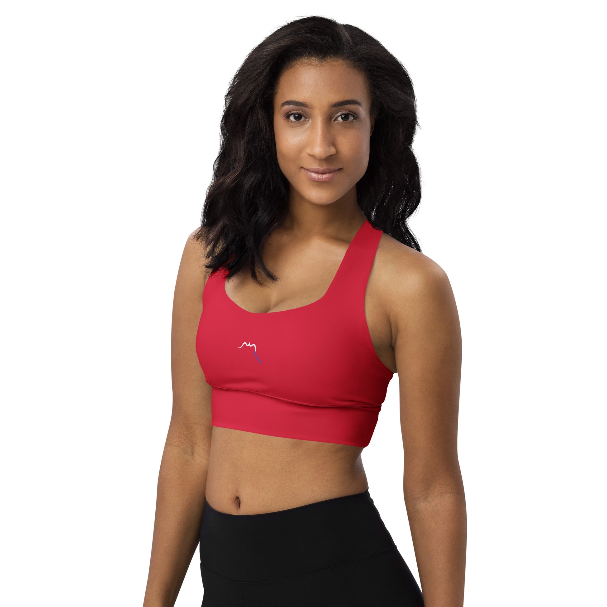 Vue de côté de la brassière de sport recyclée Carlina - coloris rouge