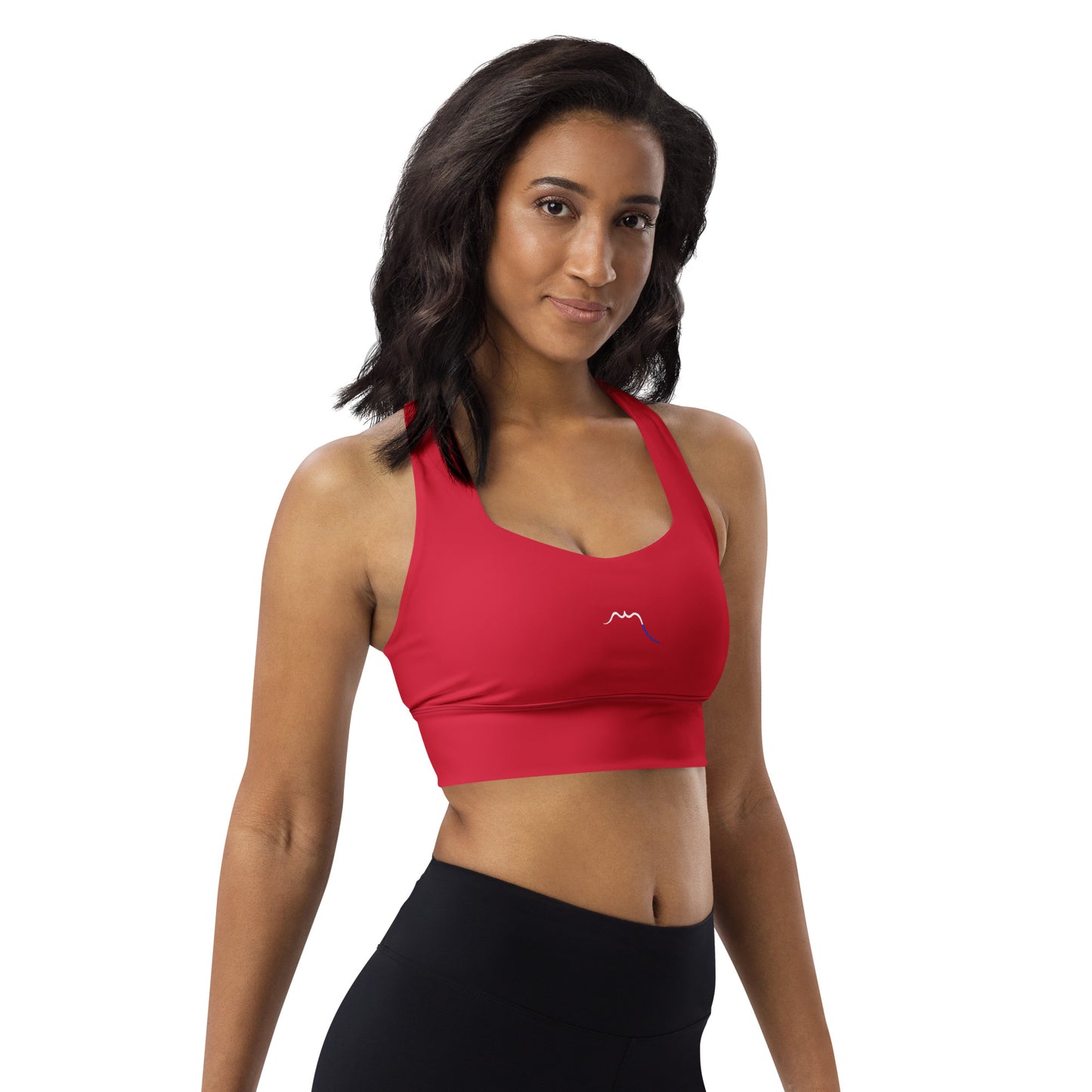 Vue de côté de la brassière de sport recyclée Carlina - coloris rouge